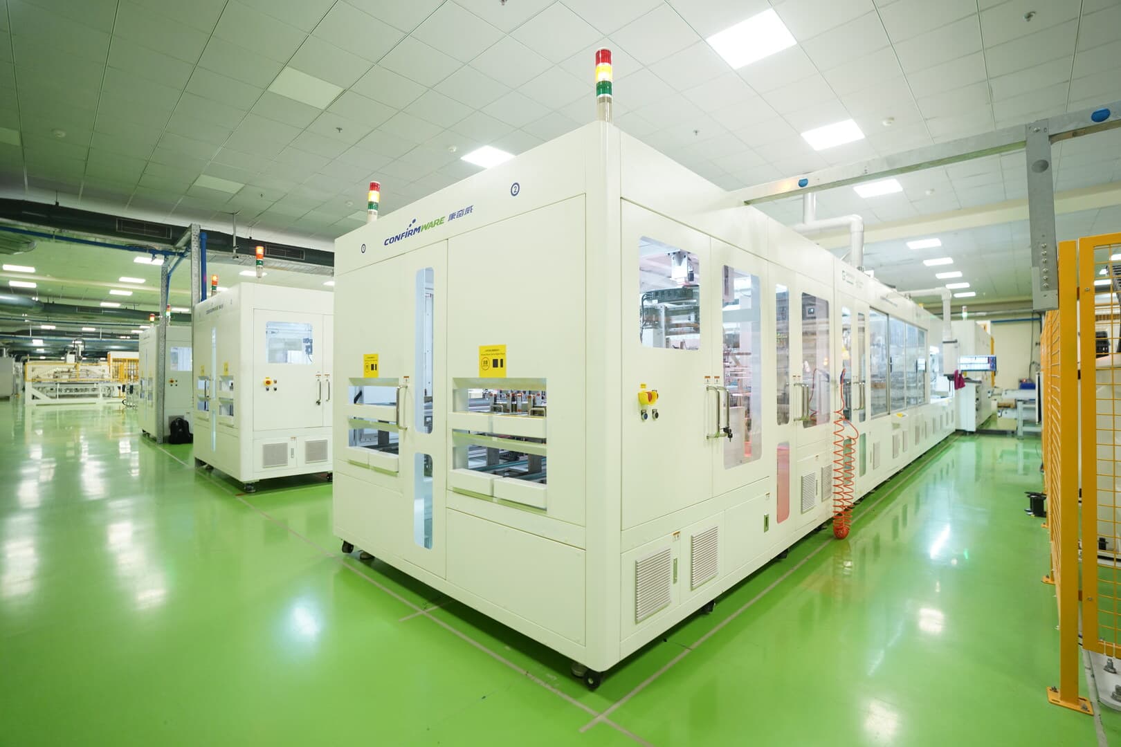 Automated solar module production line on the Shweta Solar factory floor